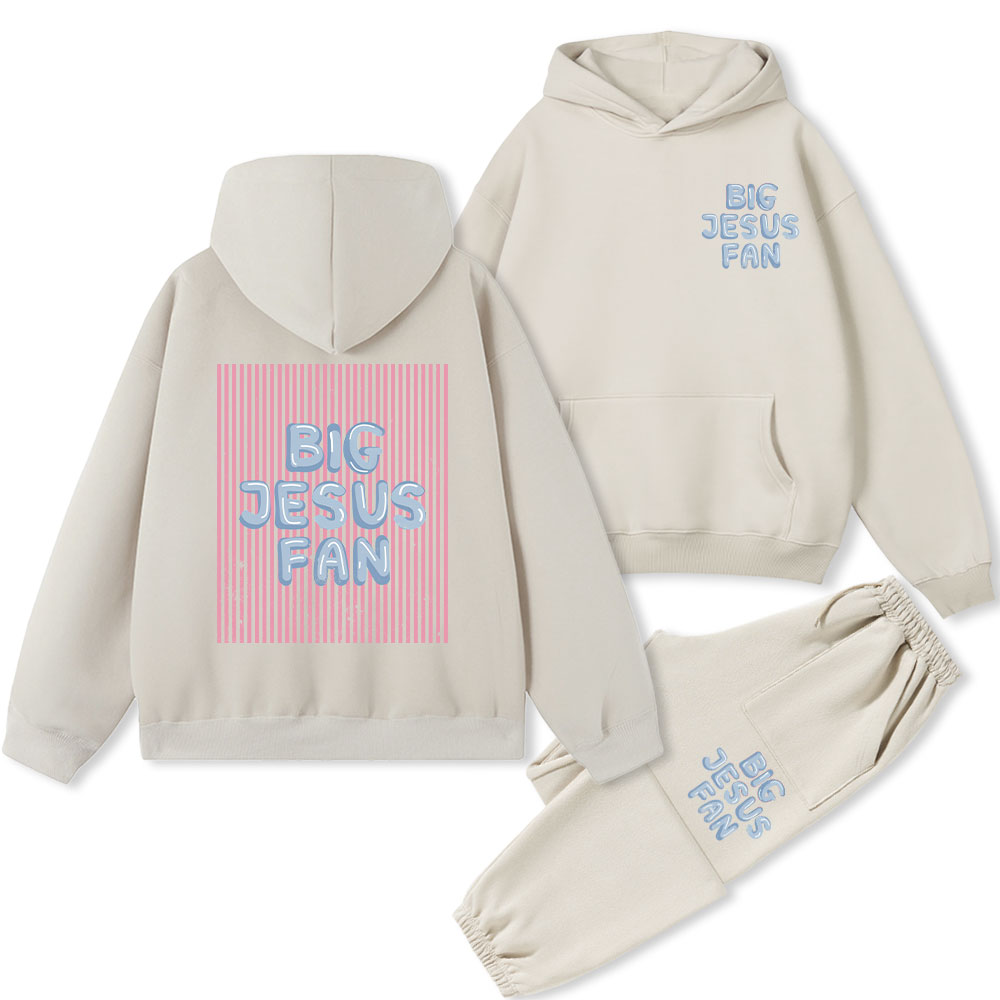 Big Jesus Fan Christian Fleece Hoodie Set