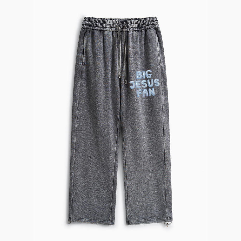 Big Jesus Fan Christian Washed Sweatpants