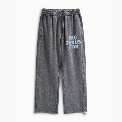 Big Jesus Fan Christian Washed Sweatpants