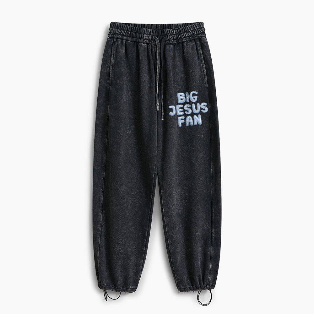 Big Jesus Fan Christian Washed Sweatpants