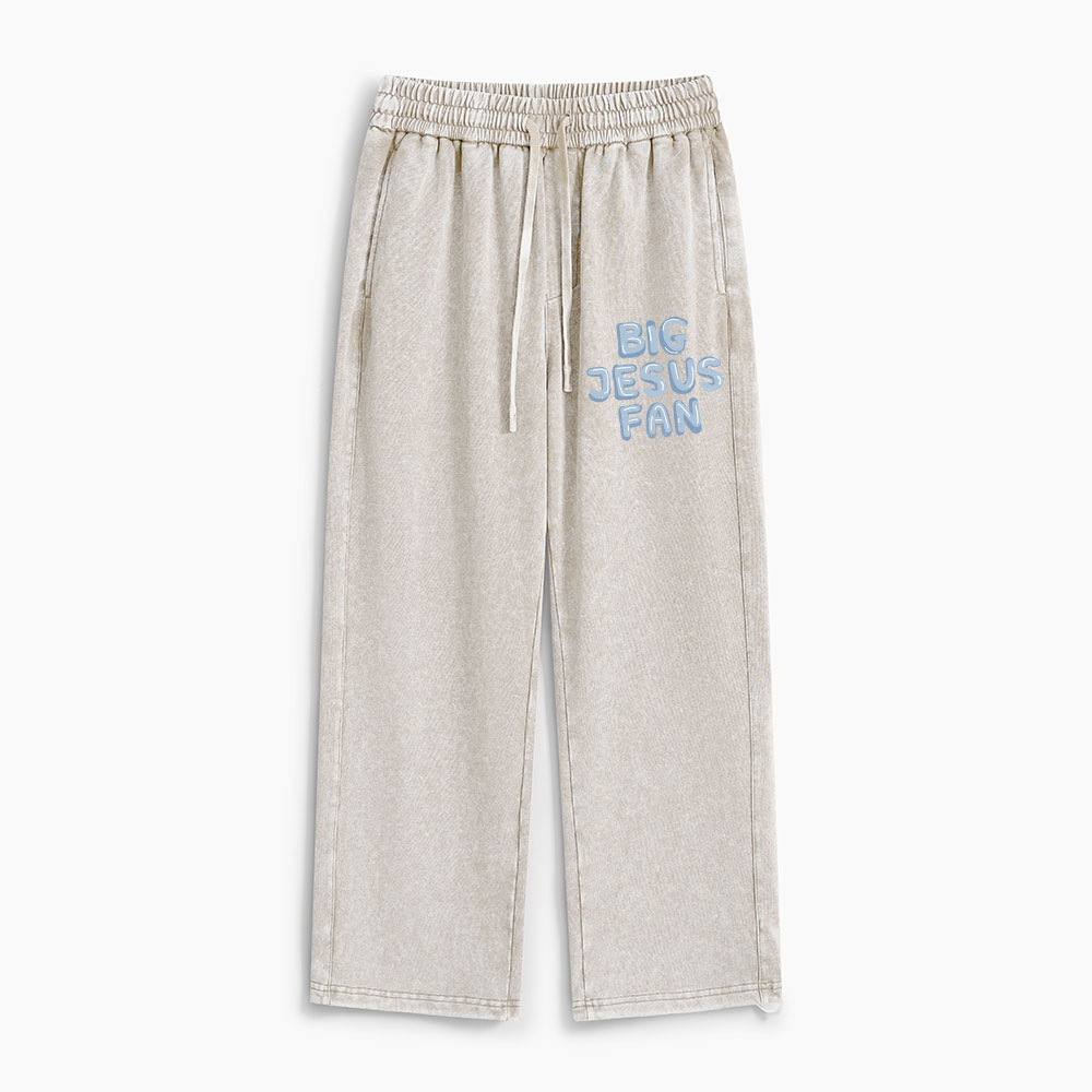 Big Jesus Fan Christian Washed Sweatpants
