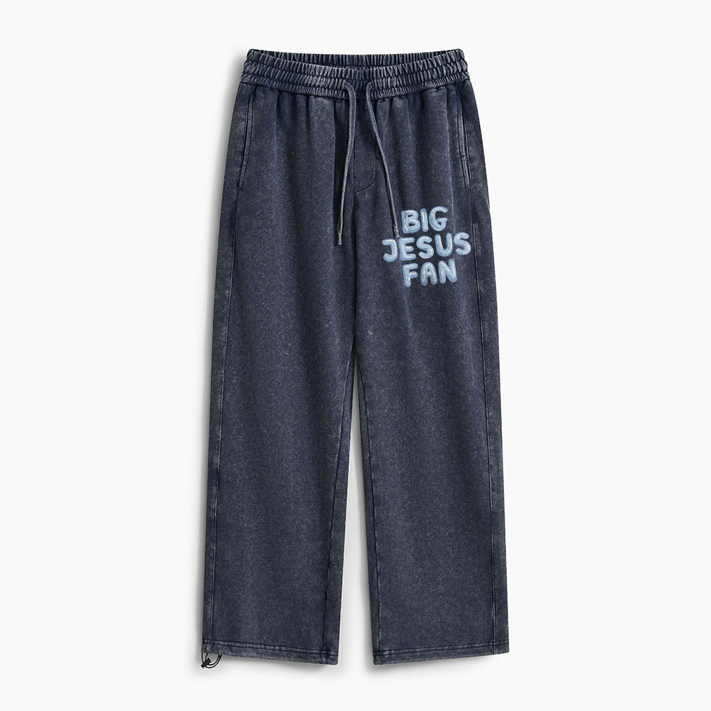 Big Jesus Fan Christian Washed Sweatpants