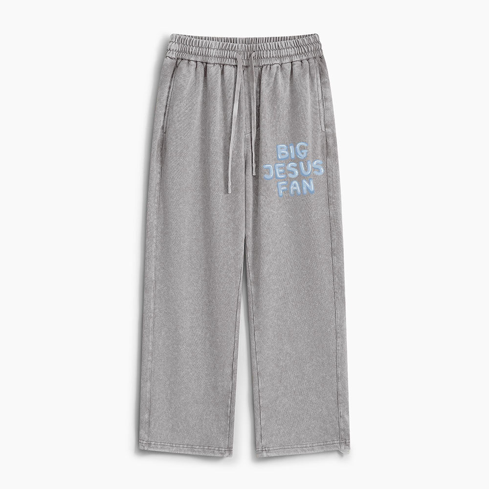 Big Jesus Fan Christian Washed Sweatpants