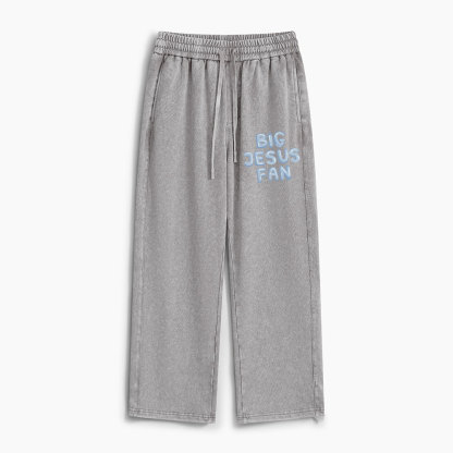 Big Jesus Fan Christian Washed Sweatpants