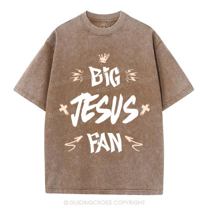 Big Jesus Fan Christian Washed T-Shirt
