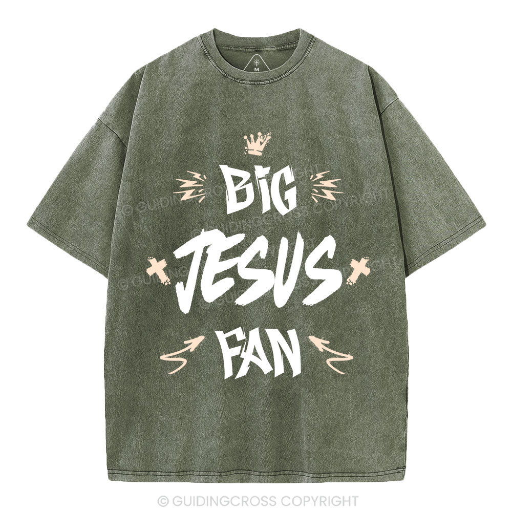 Big Jesus Fan Christian Washed T-Shirt