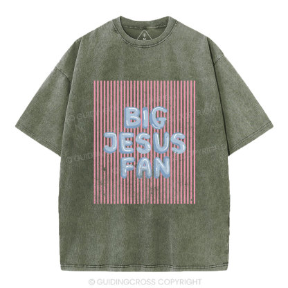 Big Jesus Fan Christian Washed T-Shirt