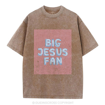 Big Jesus Fan Christian Washed T-Shirt