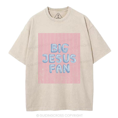 Big Jesus Fan Christian Washed T-Shirt