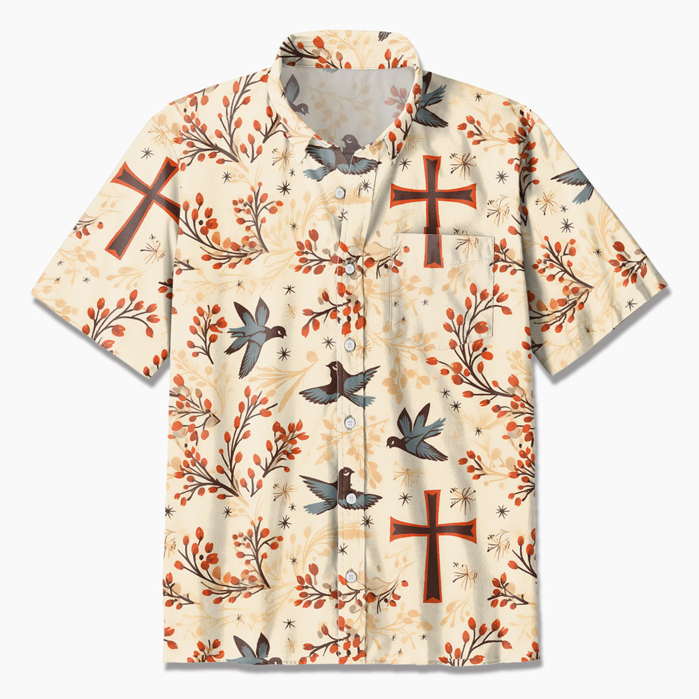 Bird Cross Boho Christian Hawaiian Shirt