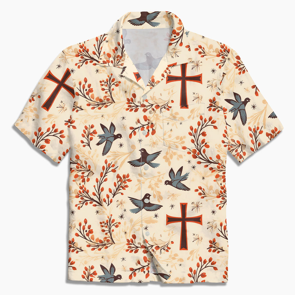 Bird Cross Boho Christian Hawaiian Shirt