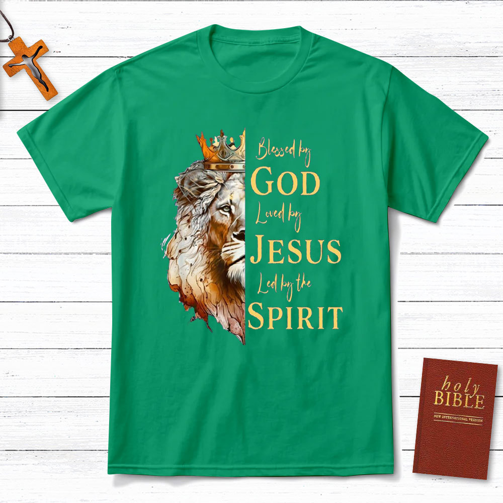Blessed By God Loved By Jesus Led By The Spirit Christian T-Shirt