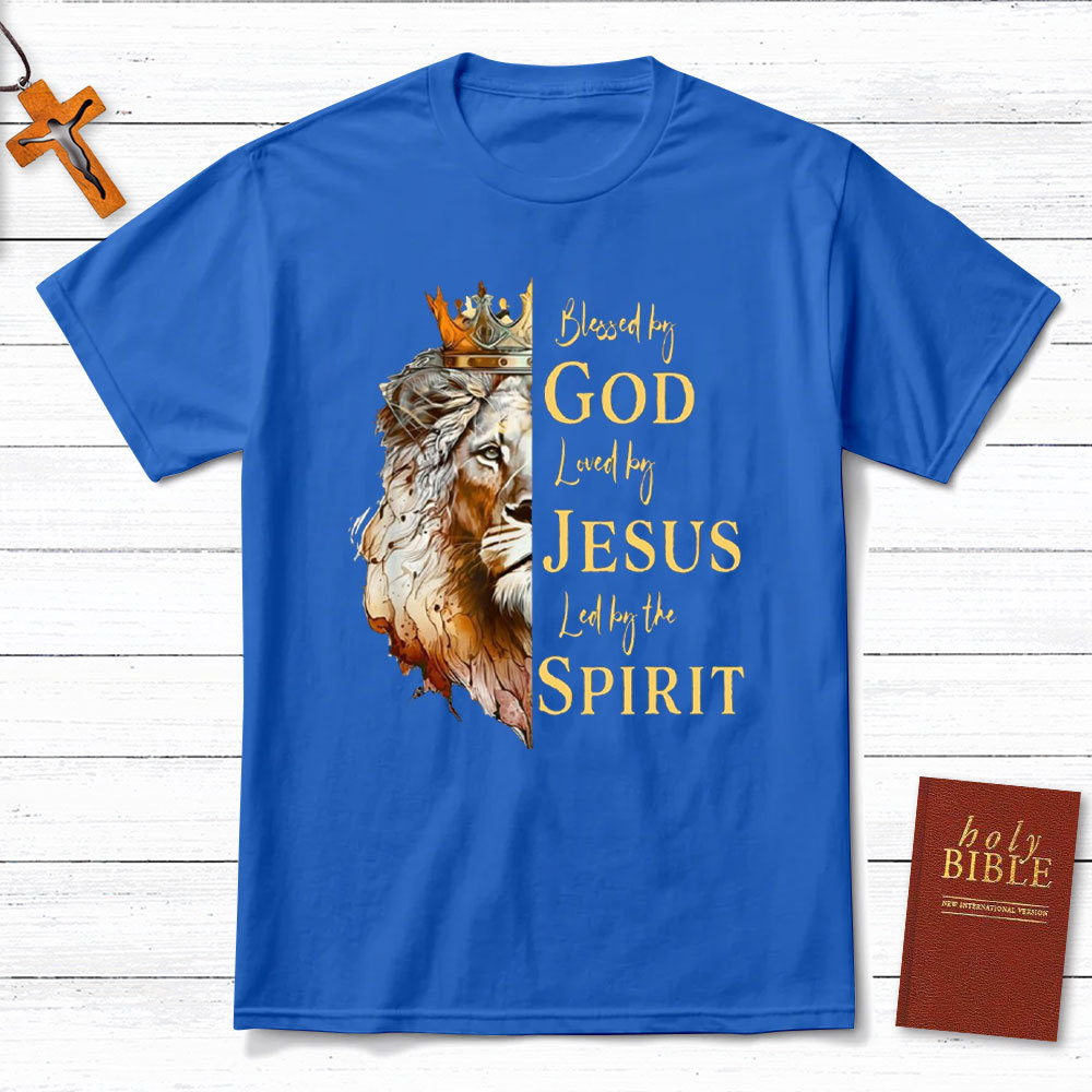 Blessed By God Loved By Jesus Led By The Spirit Christian T-Shirt