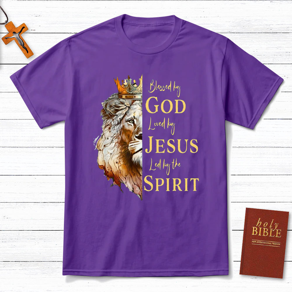 Blessed By God Loved By Jesus Led By The Spirit Christian T-Shirt
