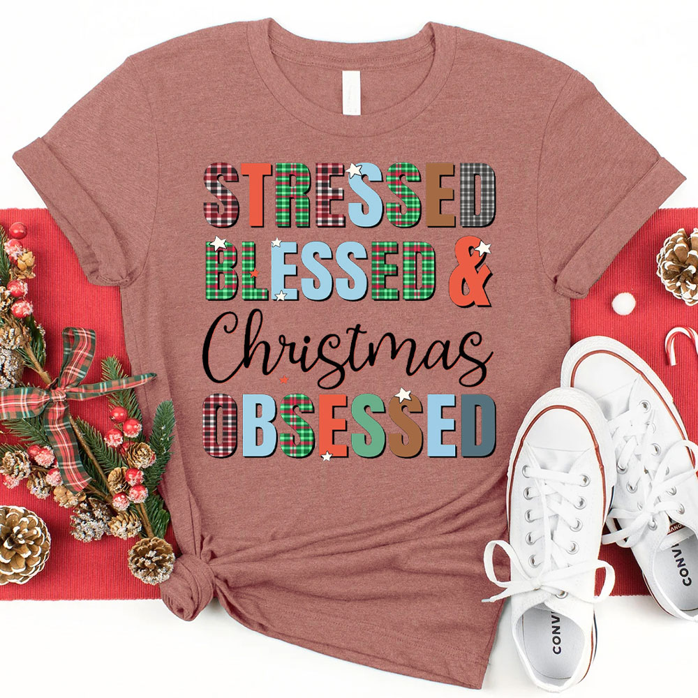 Blessed And Christian Obsessed Christian Christmas T-Shirt