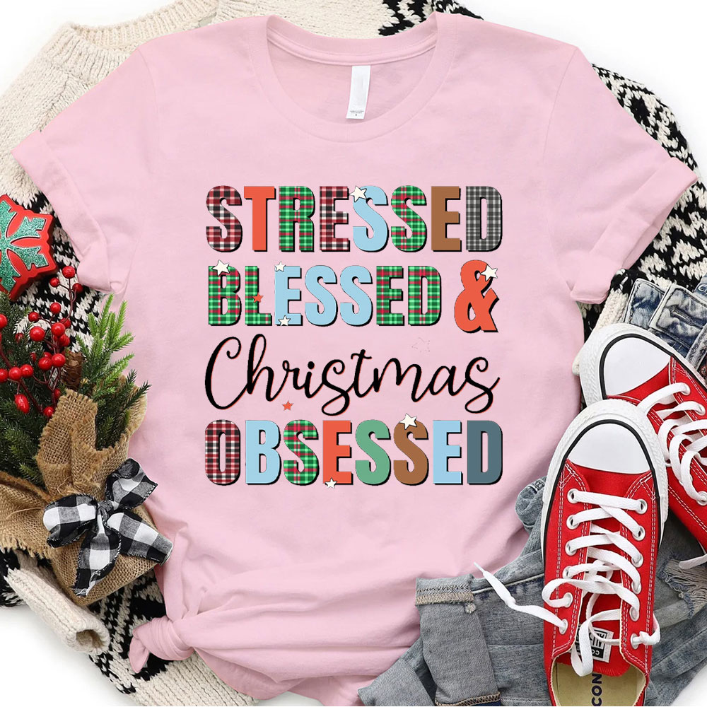 Blessed And Christian Obsessed Christian Christmas T-Shirt