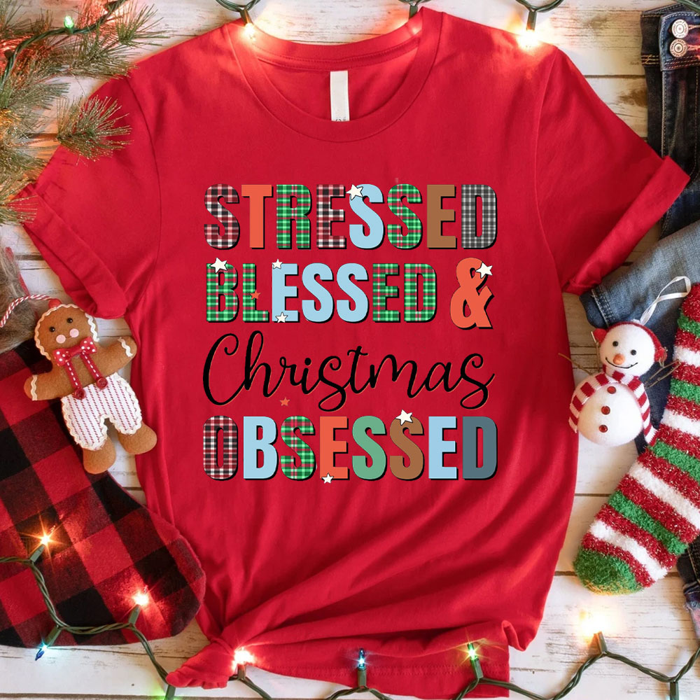 Blessed And Christian Obsessed Christian Christmas T-Shirt