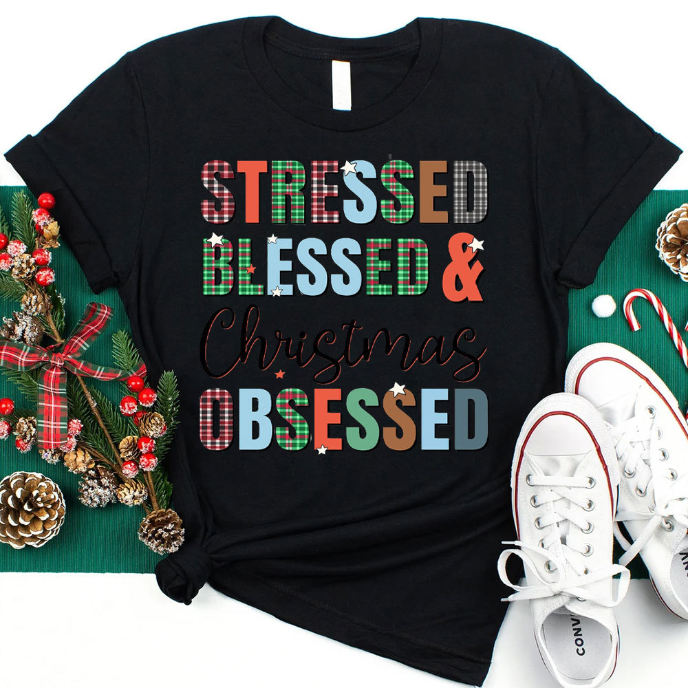 Blessed And Christian Obsessed Christian Christmas T-Shirt