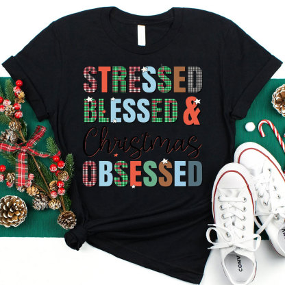 Blessed And Christian Obsessed Christian Christmas T-Shirt