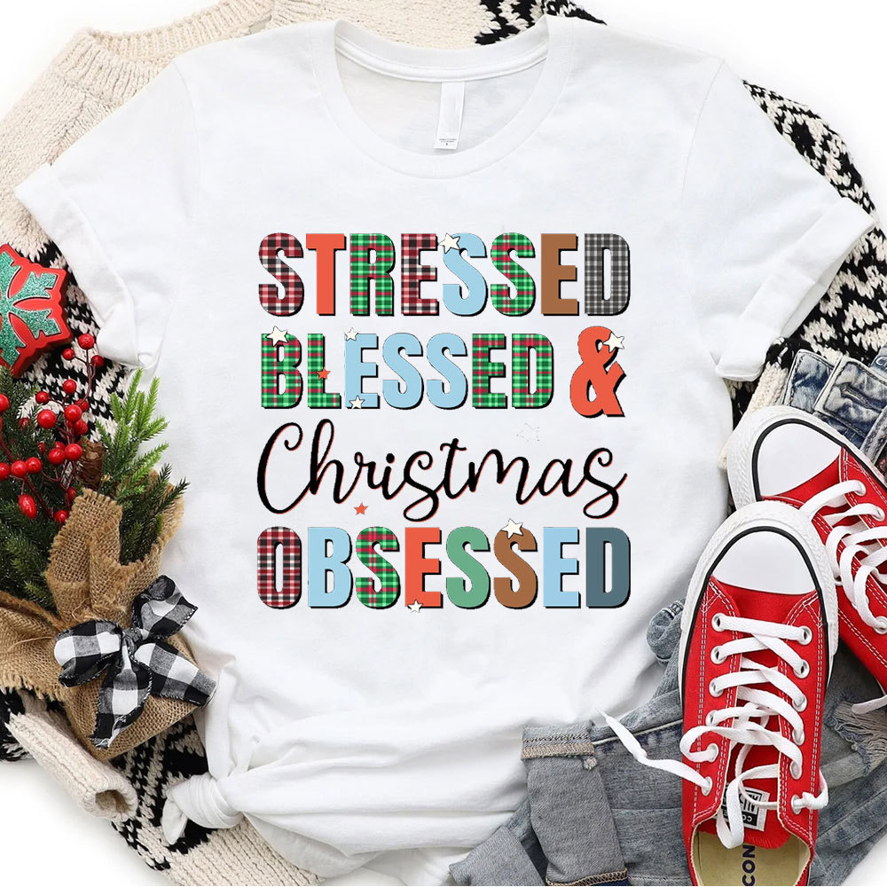 Blessed And Christian Obsessed Christian Christmas T-Shirt