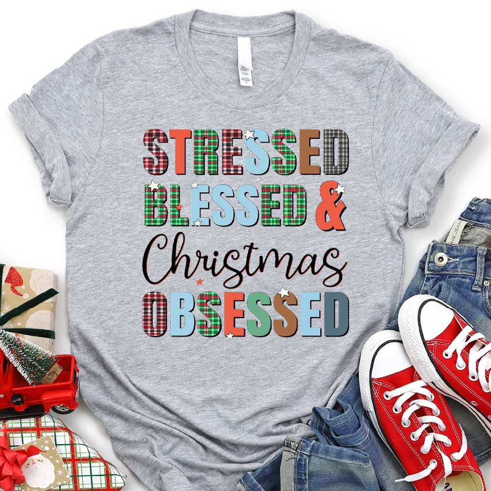 Blessed And Christian Obsessed Christian Christmas T-Shirt