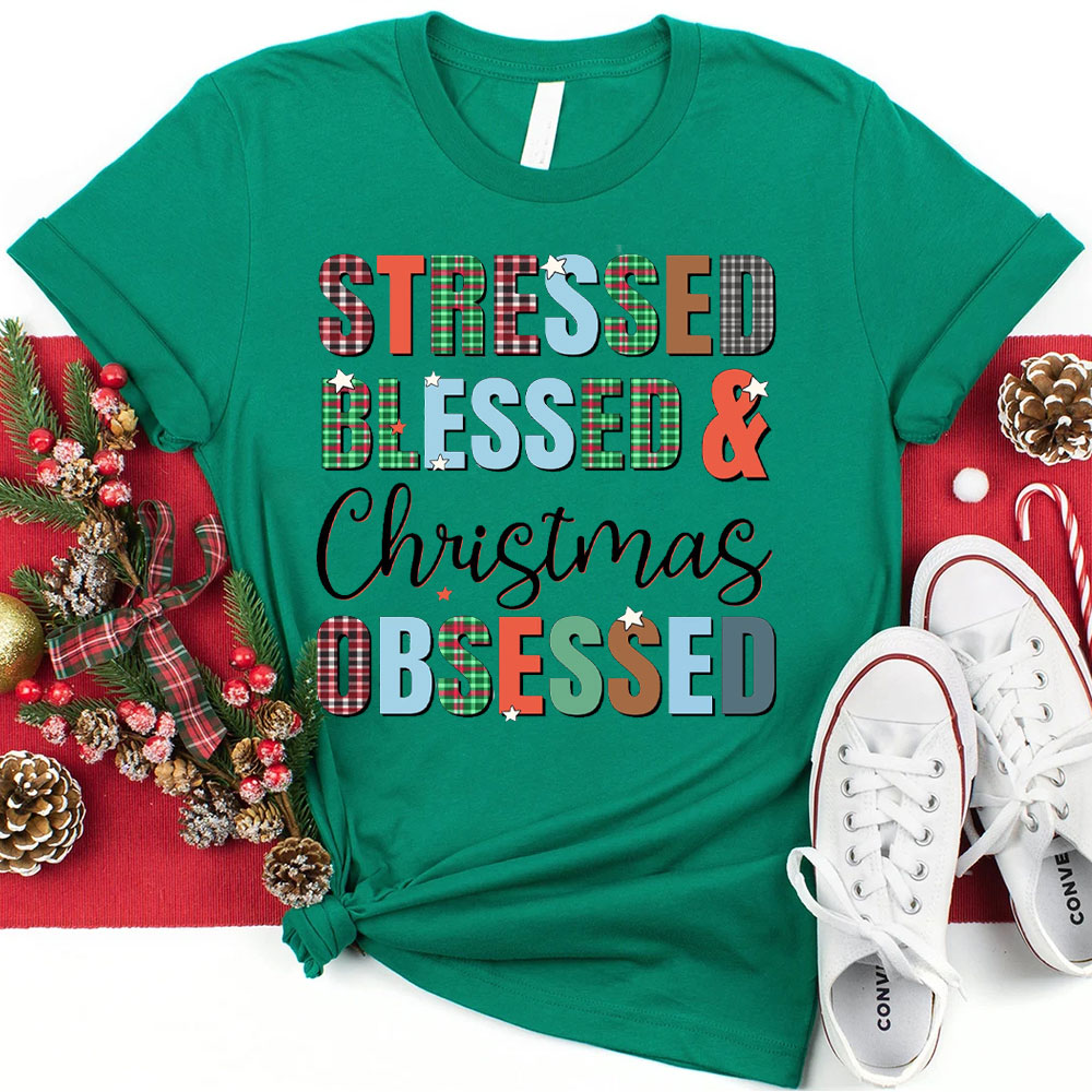 Blessed And Christian Obsessed Christian Christmas T-Shirt