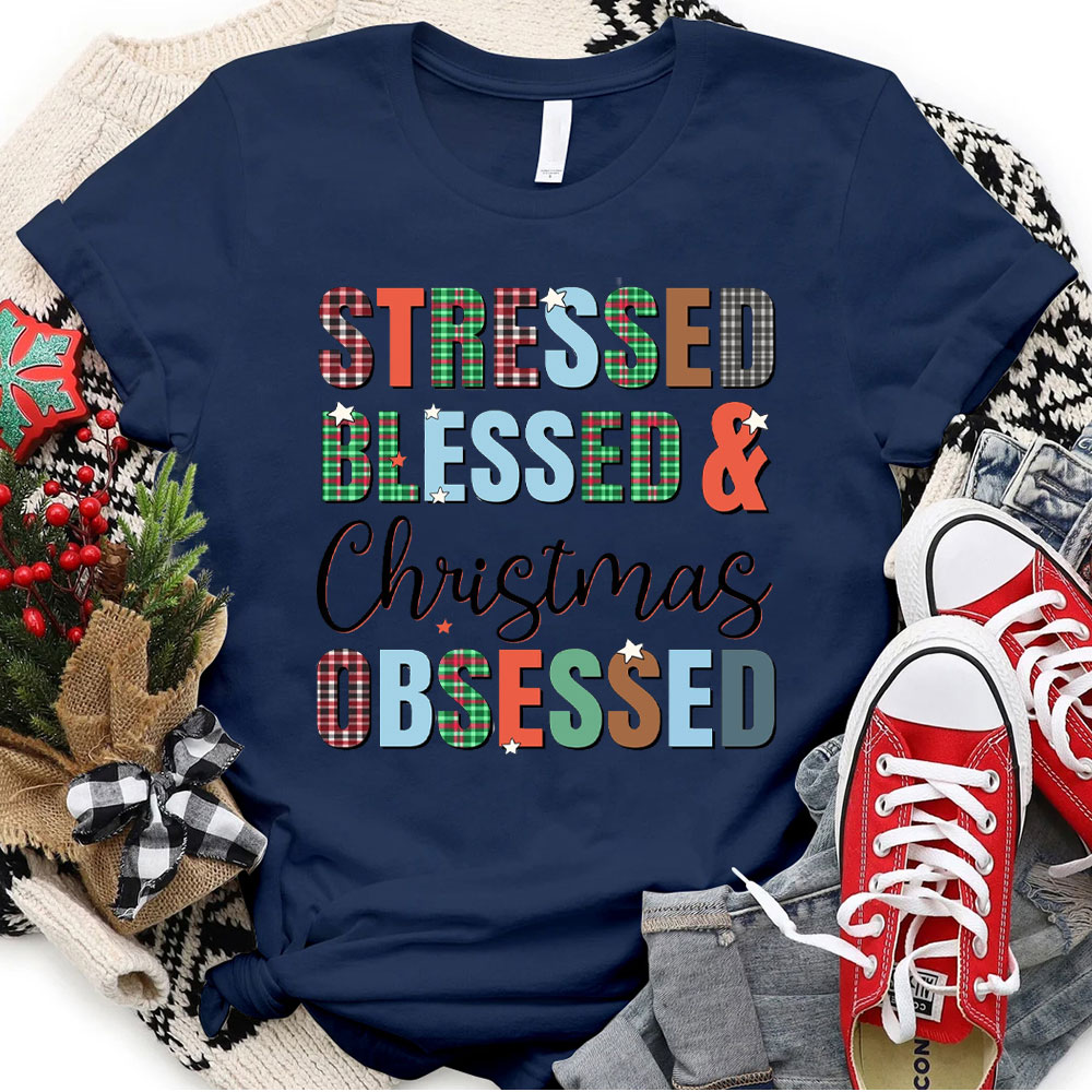 Blessed And Christian Obsessed Christian Christmas T-Shirt