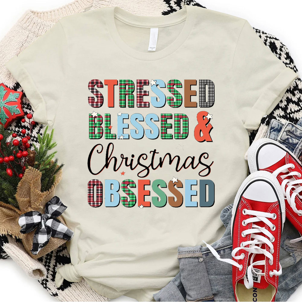 Blessed And Christian Obsessed Christian Christmas T-Shirt