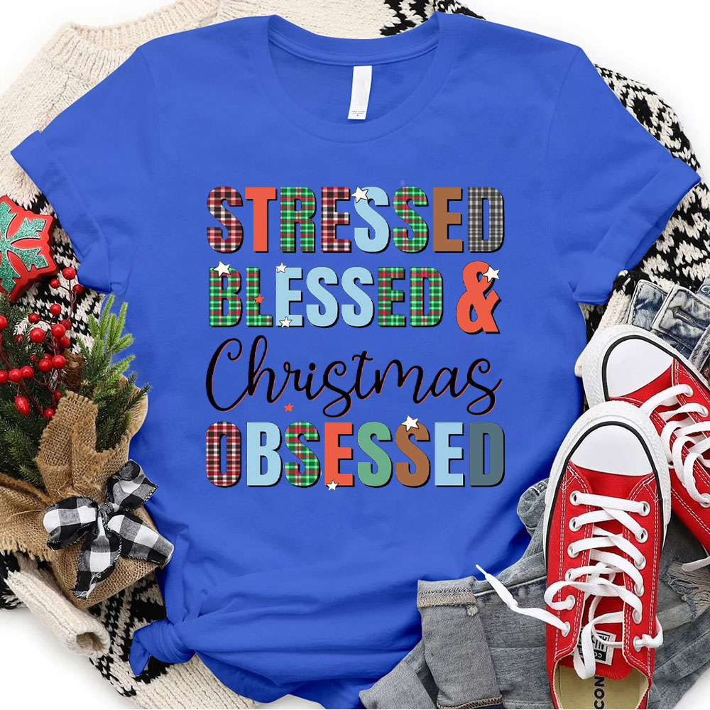 Blessed And Christian Obsessed Christian Christmas T-Shirt