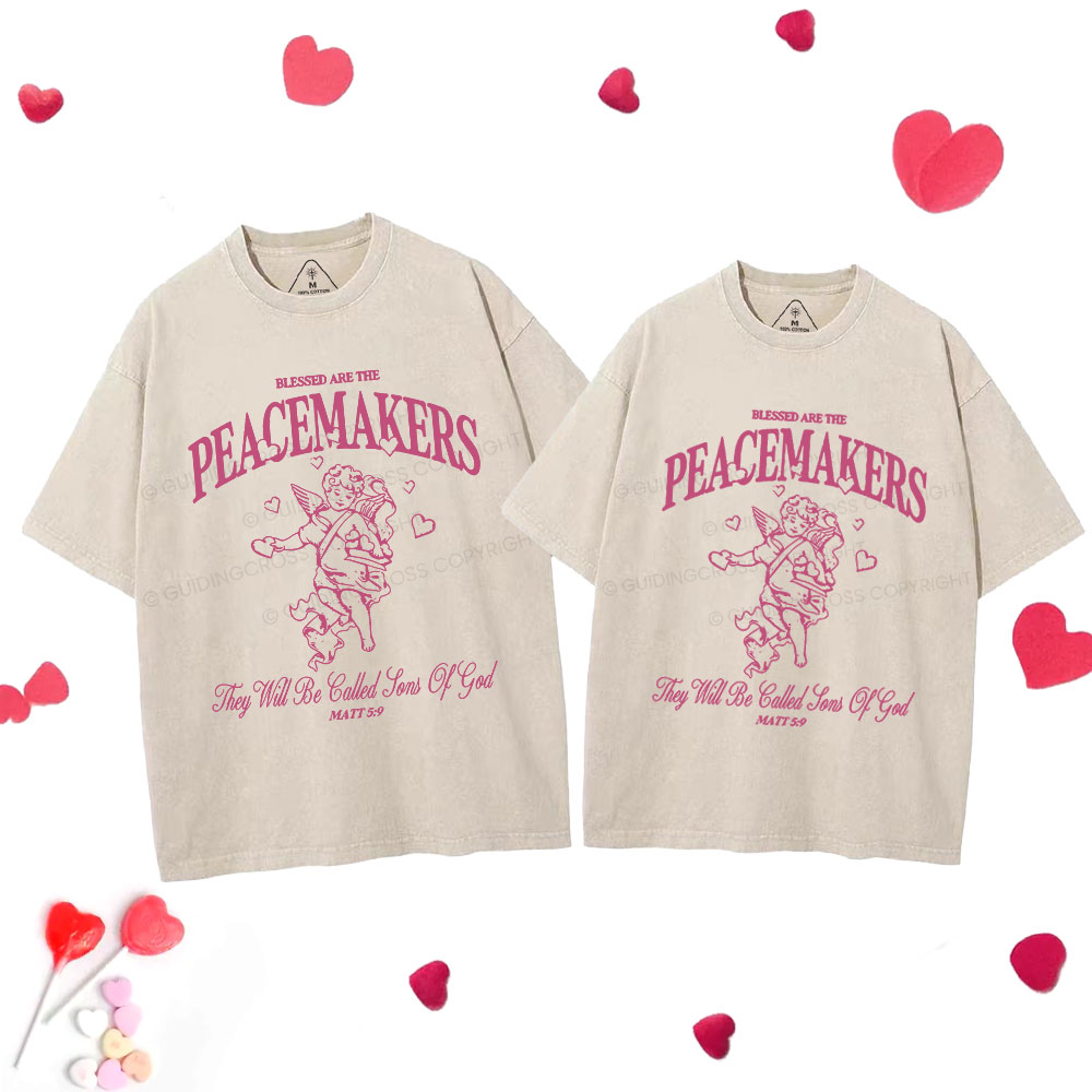 Blessed Are Peacemakers Christian Washed T-Shirt
