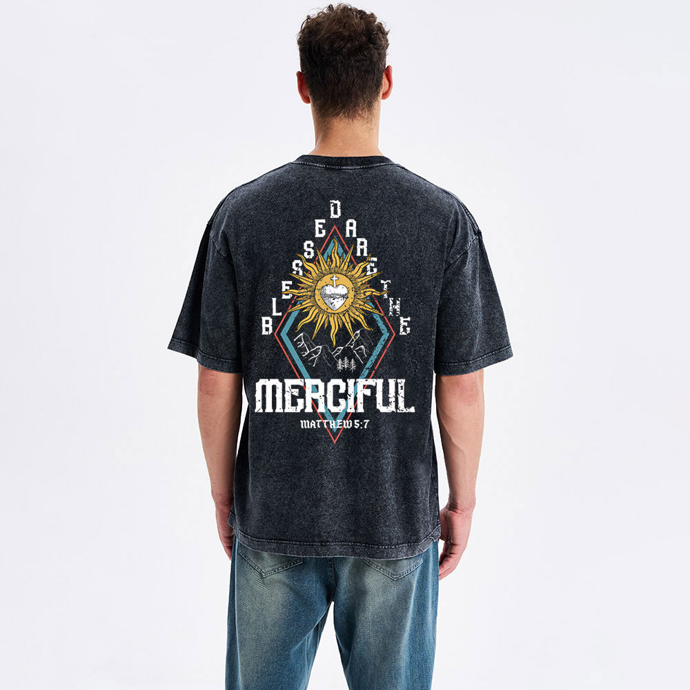 Blessed Are The Merciful  Christian Washed T-Shirt