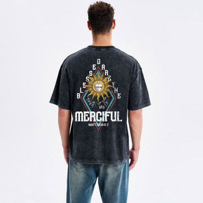 Blessed Are The Merciful  Christian Washed T-Shirt