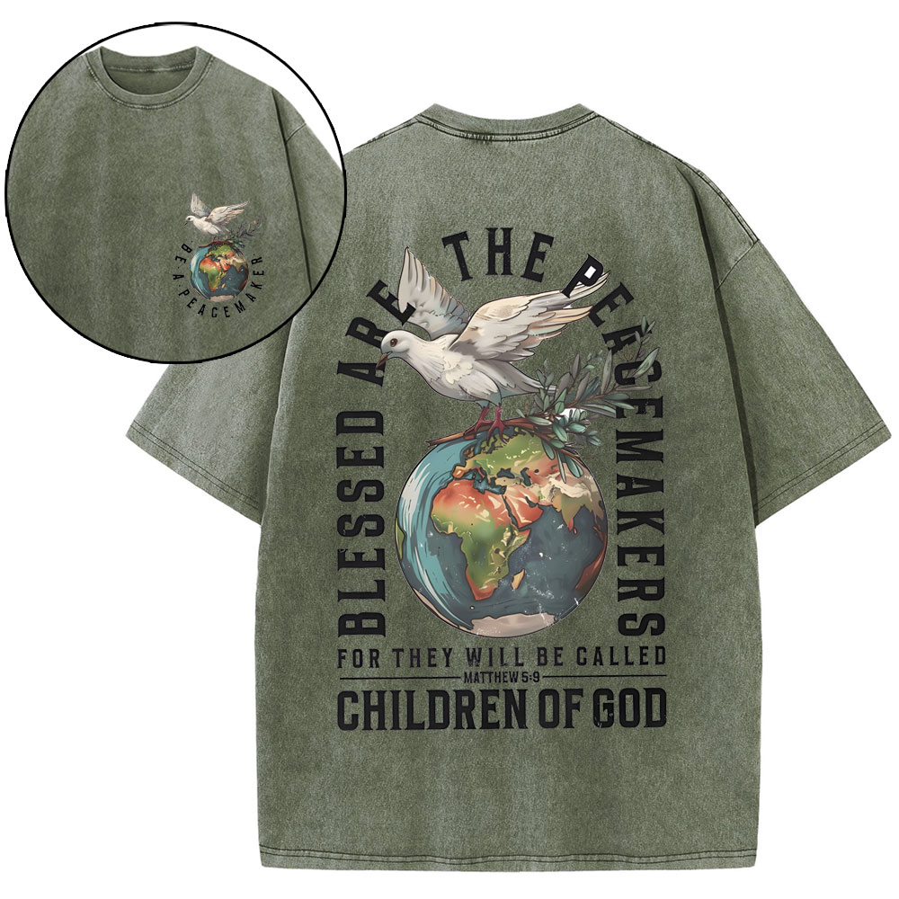 Blessed Are The Peacemakers Christian Washed T-Shirt