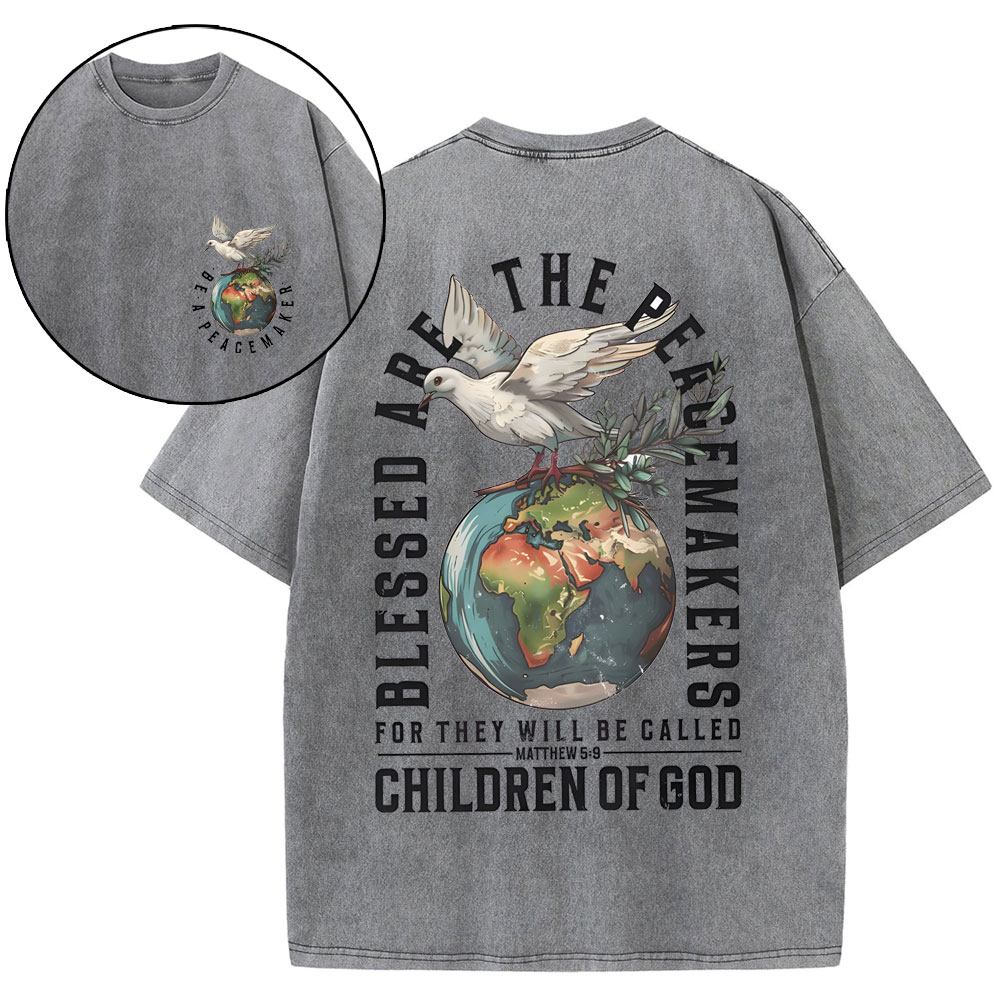 Blessed Are The Peacemakers Christian Washed T-Shirt
