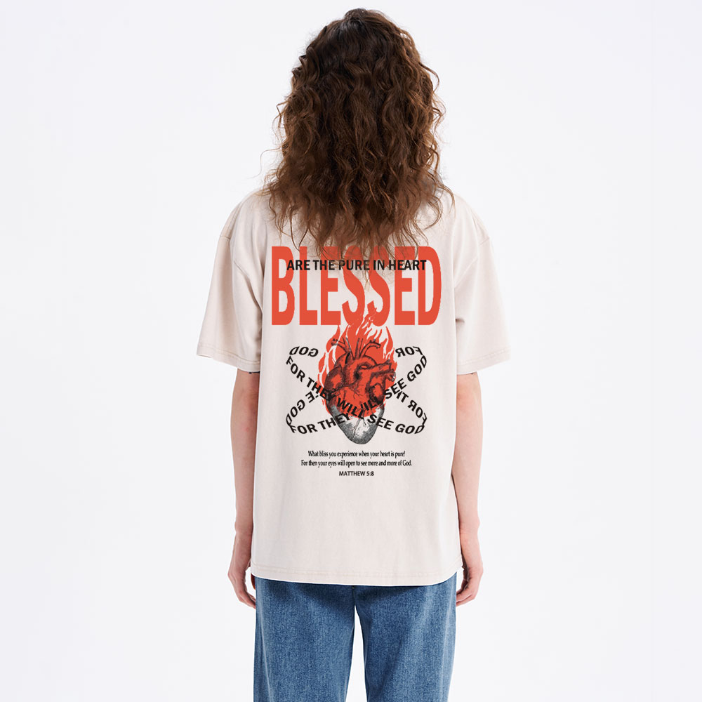 Blessed Are The Pure In Heart Christian Washed T-Shirt