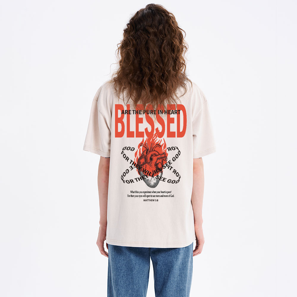 Blessed Are The Pure In Heart Christian Washed T-Shirt