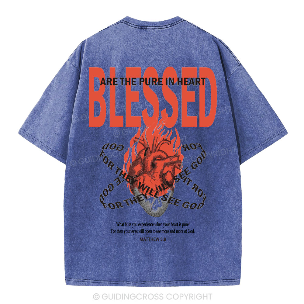 Blessed Are The Pure In Heart Christian Washed T-Shirt