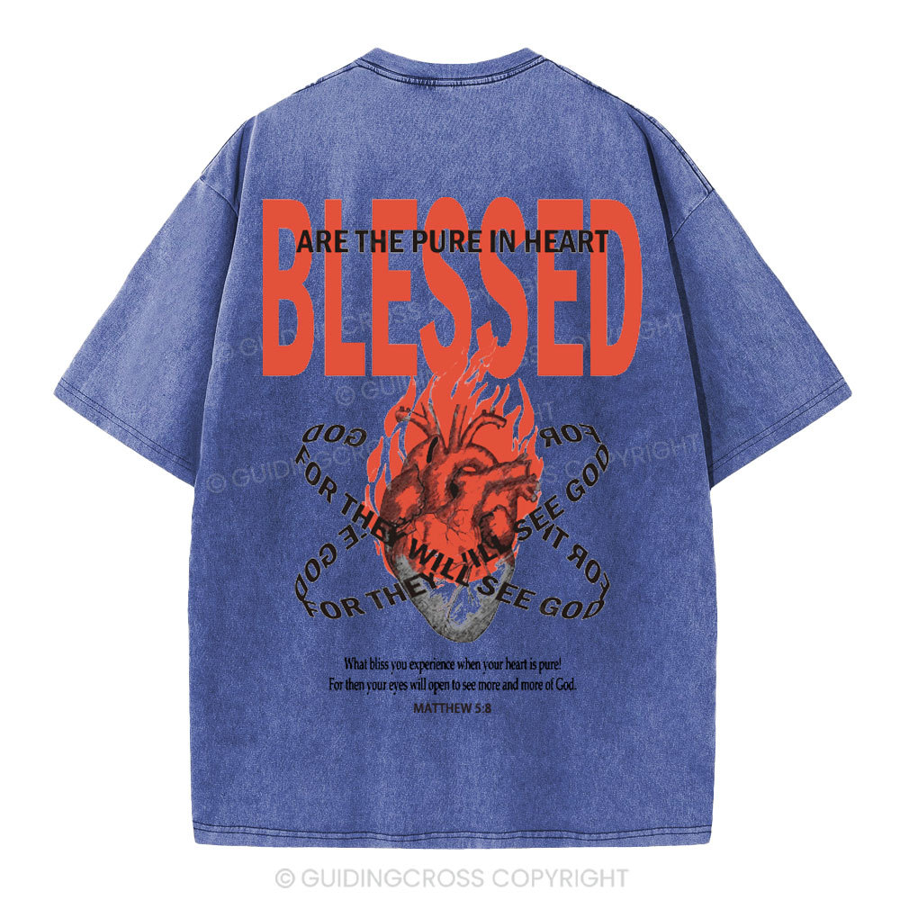 Blessed Are The Pure In Heart Christian Washed T-Shirt