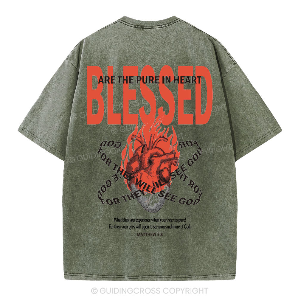 Blessed Are The Pure In Heart Christian Washed T-Shirt