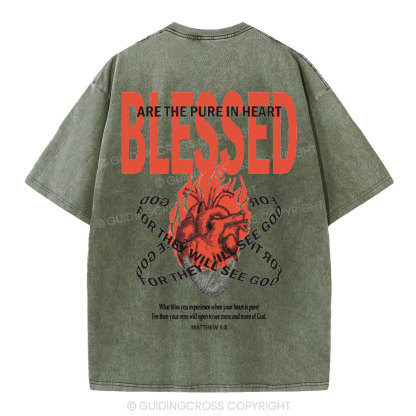 Blessed Are The Pure In Heart Christian Washed T-Shirt