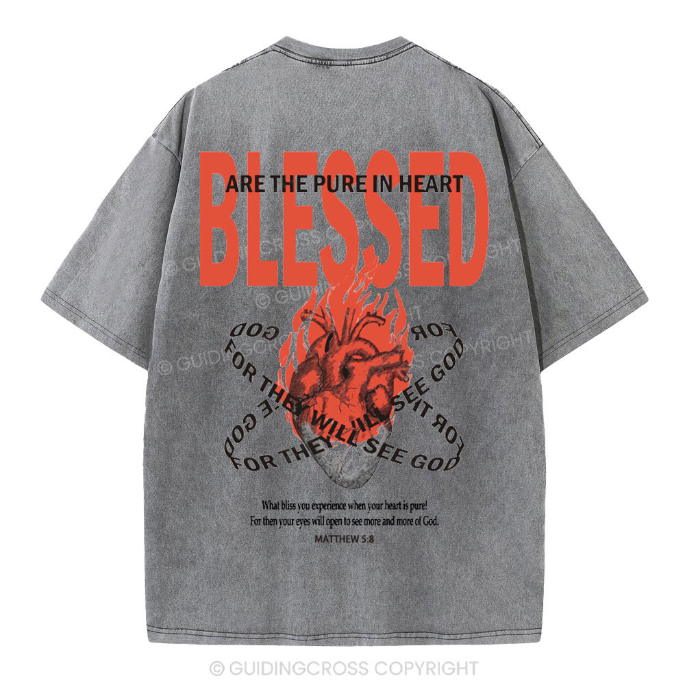 Blessed Are The Pure In Heart Christian Washed T-Shirt
