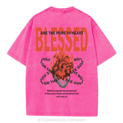 Blessed Are The Pure In Heart Christian Washed T-Shirt