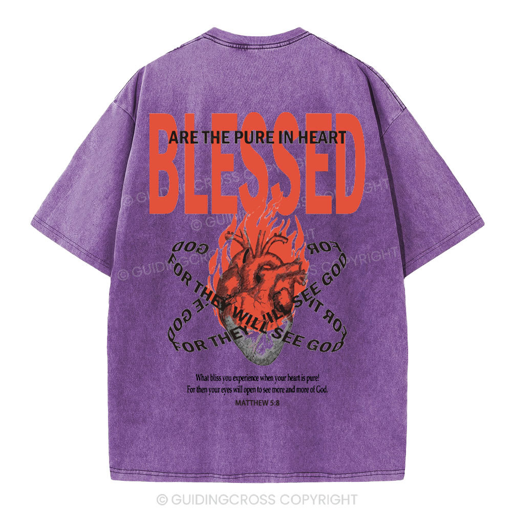 Blessed Are The Pure In Heart Christian Washed T-Shirt