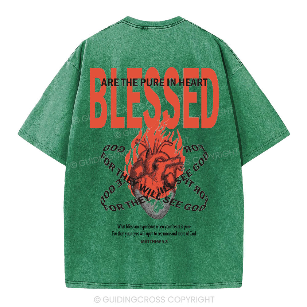 Blessed Are The Pure In Heart Christian Washed T-Shirt