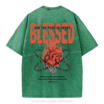 Blessed Are The Pure In Heart Christian Washed T-Shirt