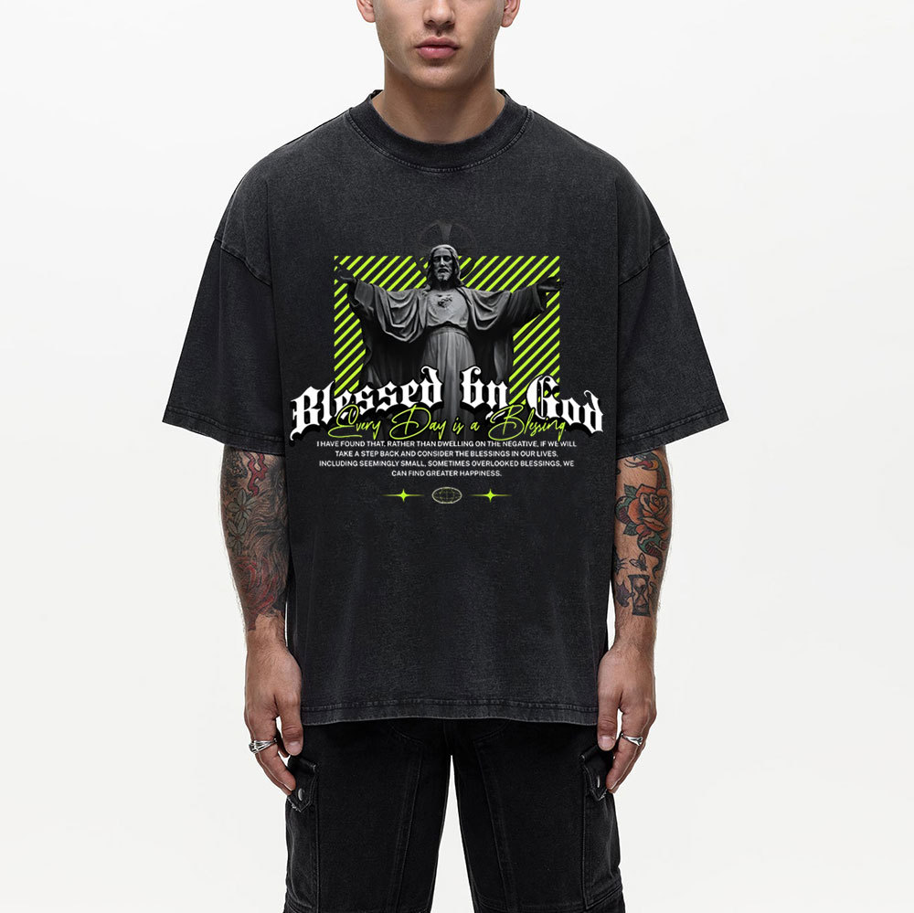 Blessed By God Christian Washed T-Shirt
