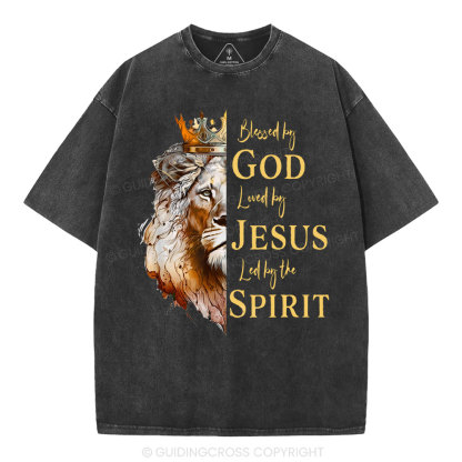 Blessed By God Christian Washed T-Shirt