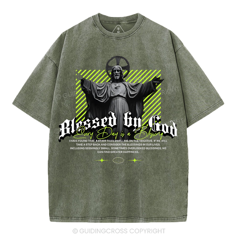 Blessed By God Christian Washed T-Shirt
