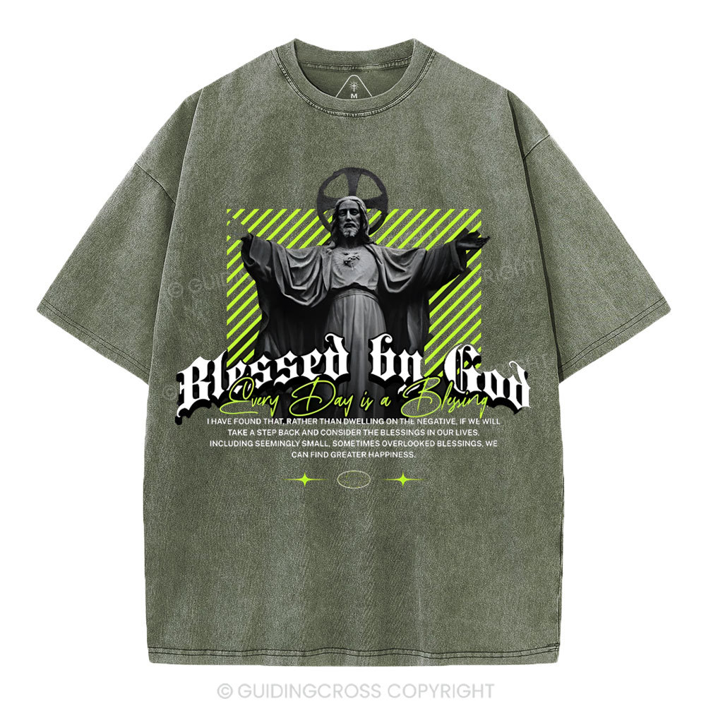Blessed By God Christian Washed T-Shirt