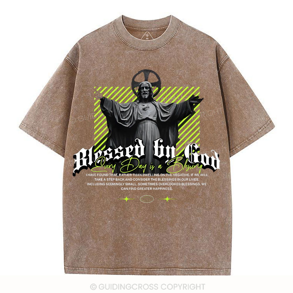 Blessed By God Christian Washed T-Shirt
